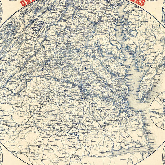 Vintage Map of the Richmond, Virginia Region, 1864
