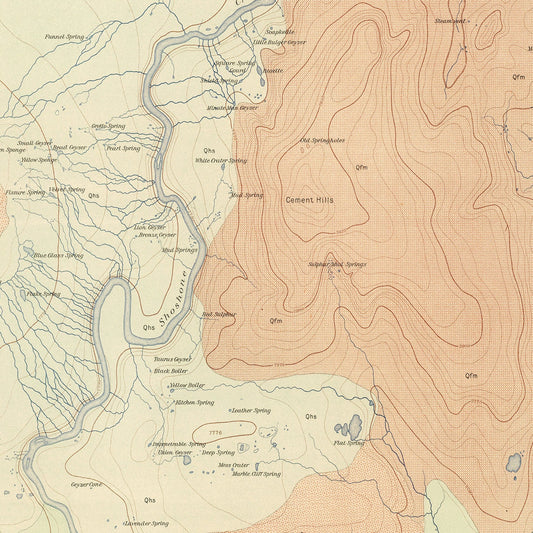 Vintage Map of Shoshone Geyser Basin, Wyoming, 1904