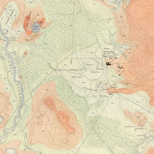 Vintage Map of Firehole Geyser Basin, Wyoming, 1904