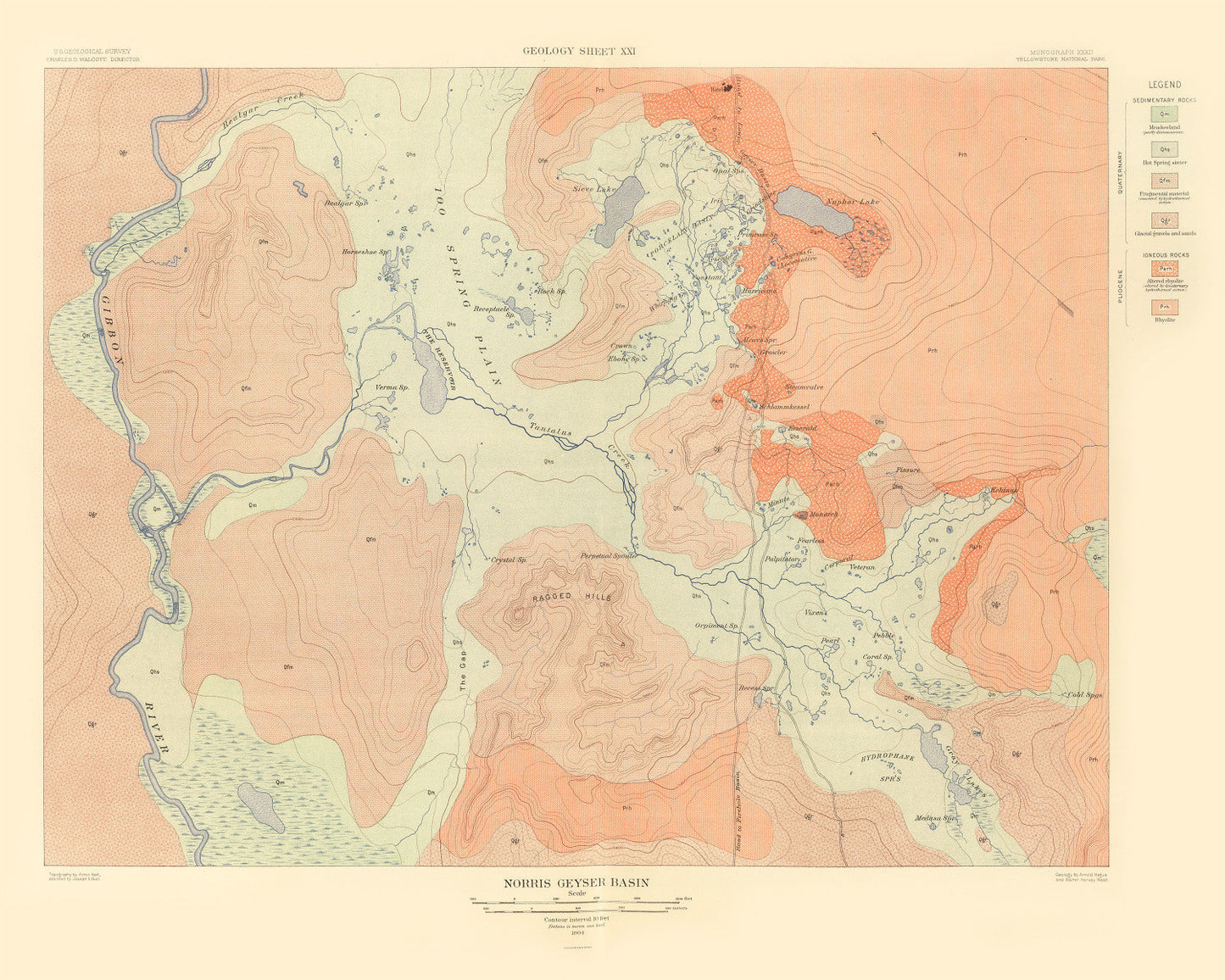 Vintage Map of Norris Geyser Basin, Wyoming, 1904