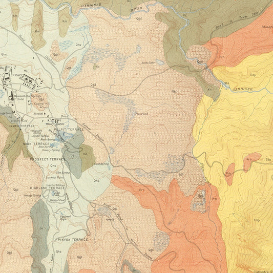 Vintage Map of Mammoth Hot Springs, Wyoming, 1904