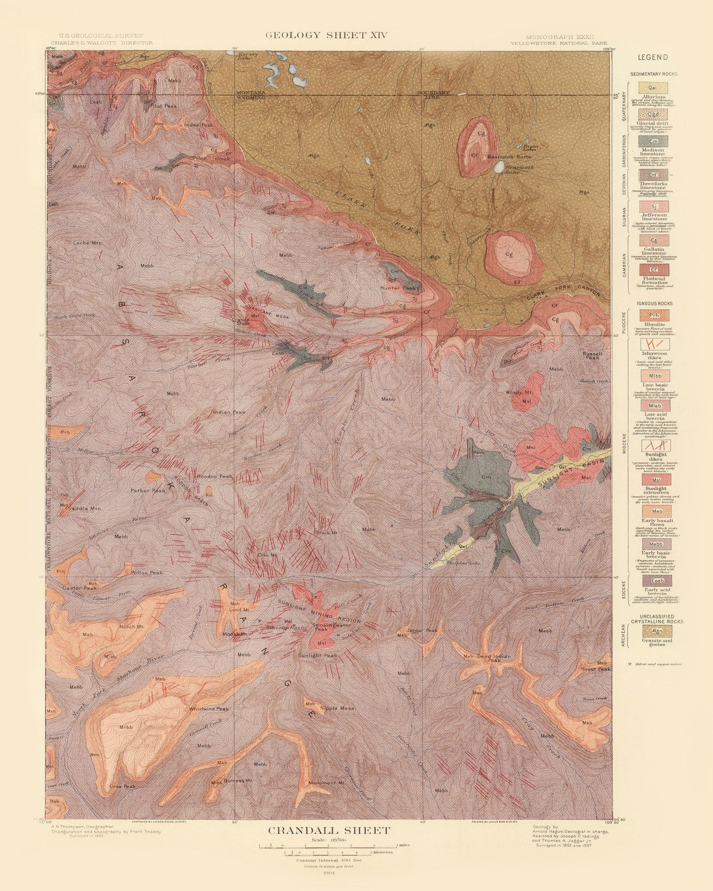 Vintage Map of Crandall, Wyoming, 1904
