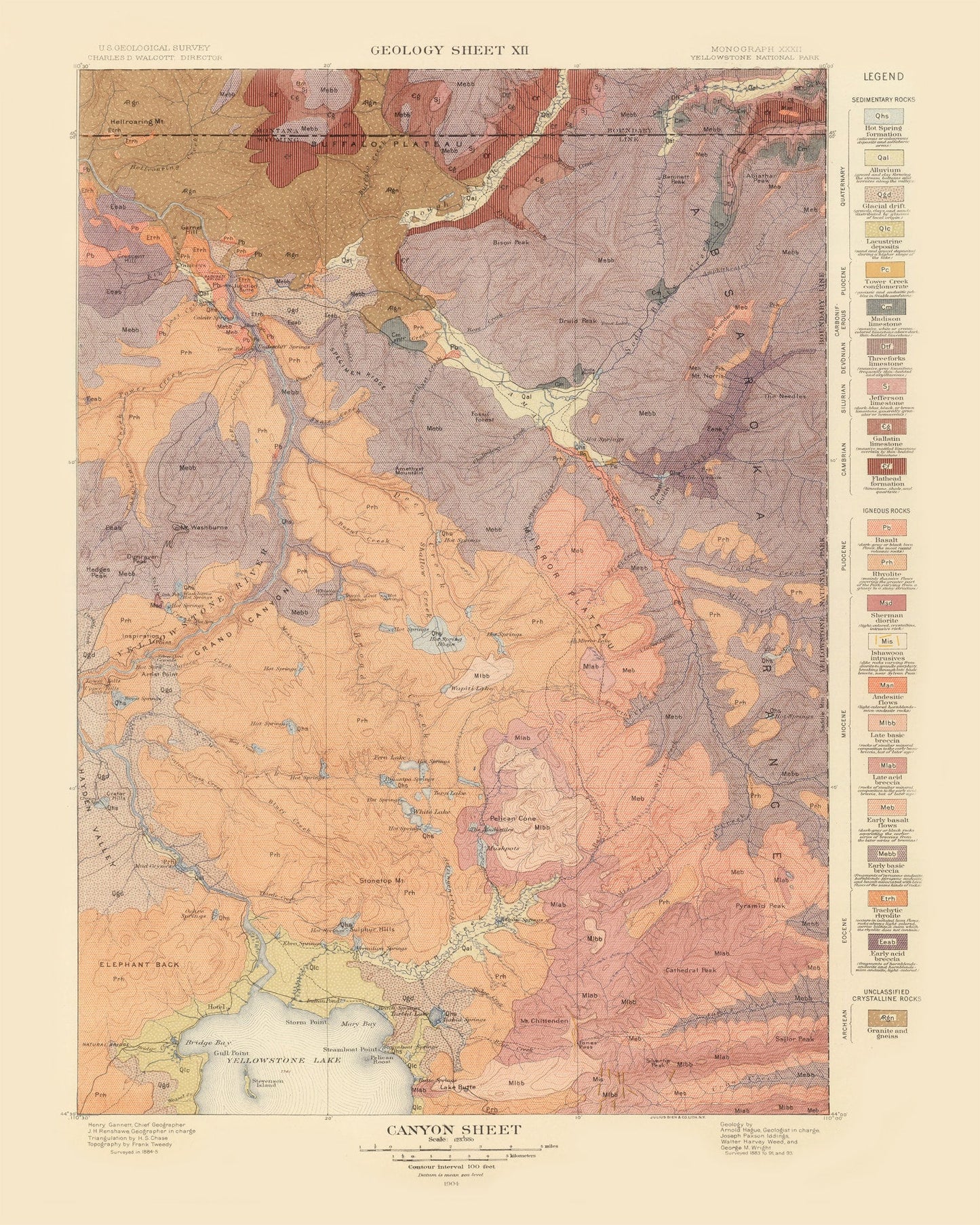 Vintage Canyon Sheet Map, Wyoming, 1904