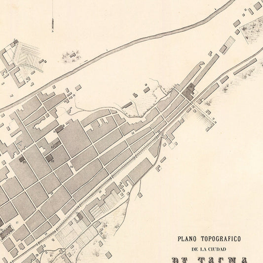 Vintage Map of Tacna, Peru, 1865