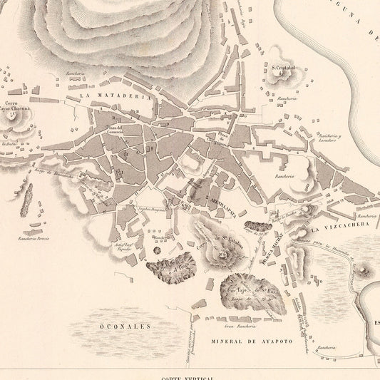 Vintage Map of Cerro de Pasco, Peru, 1865