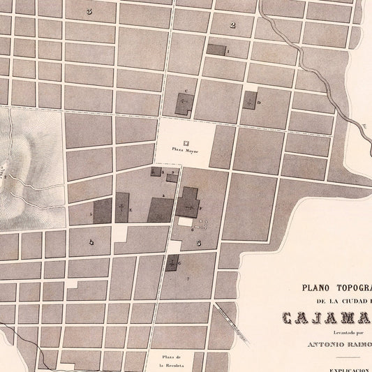 Vintage Map of Cajamarca, Peru, 1865 | Wall Art