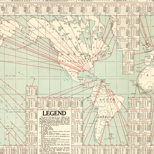 Vintage Shipping Map of the World, 1923