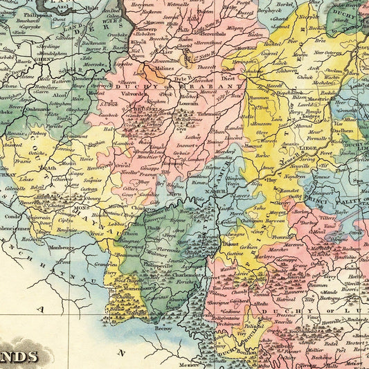 Vintage Map of Netherlands, 1823