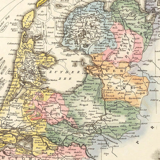 Vintage Map of Holland, 1823
