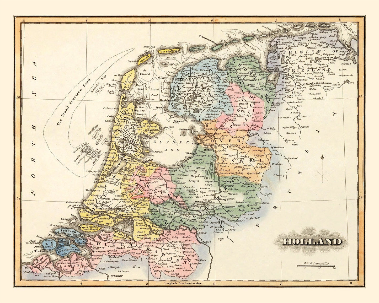 Vintage Map of Holland, 1823