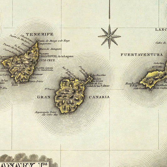 Vintage Map of the Canary Islands, 1823 Wall Art
