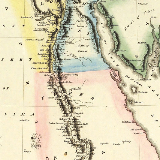 Vintage Map of Egypt, 1823