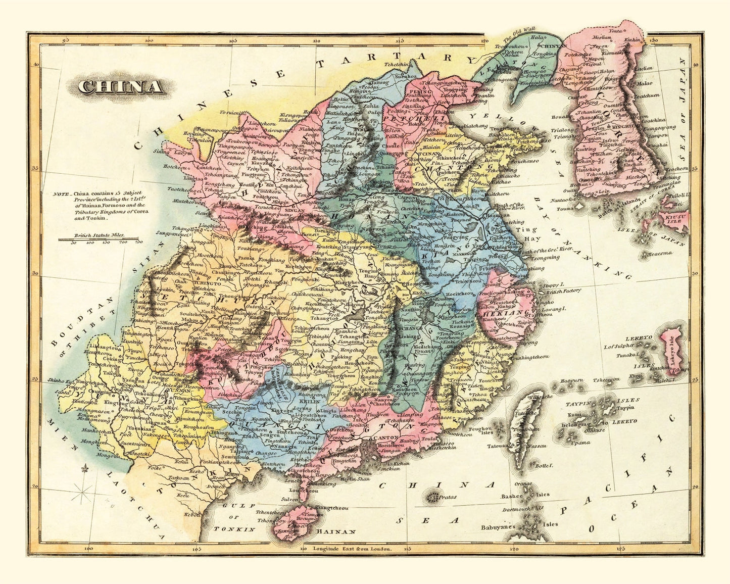 Vintage Map of China, 1823 - Edition I
