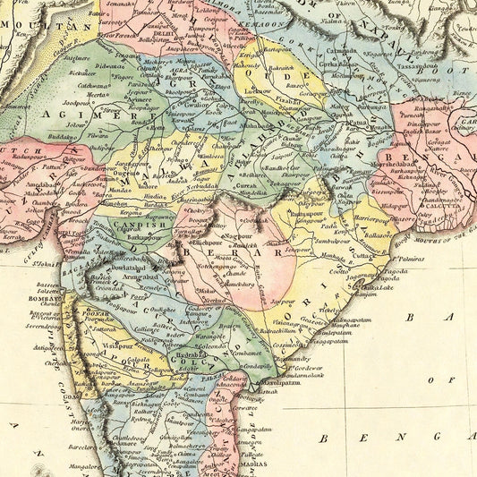 Vintage Map of India, 1823