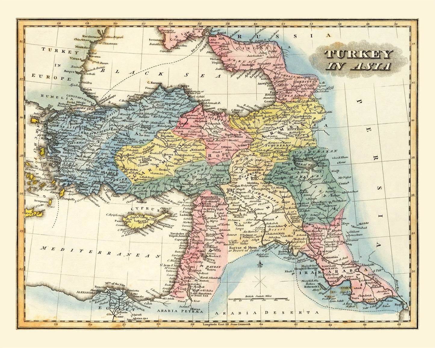 Vintage Map of Turkey, 1823 II