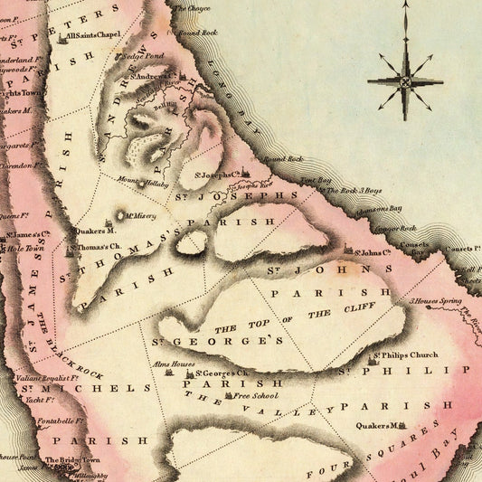 Vintage Map of Barbados, 1823