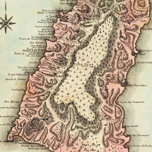 Vintage Map of St. Lucia, 1823, Wall Art