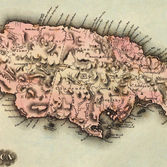 Vintage Map of Jamaica, 1823