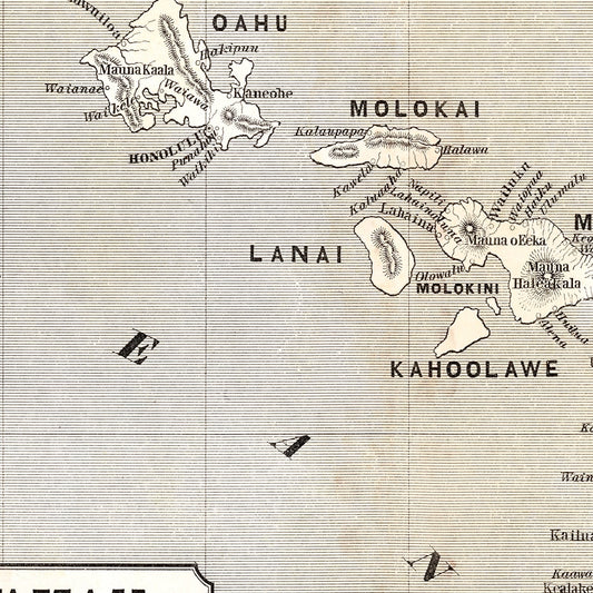 Vintage Map of Hawaii, 1848
