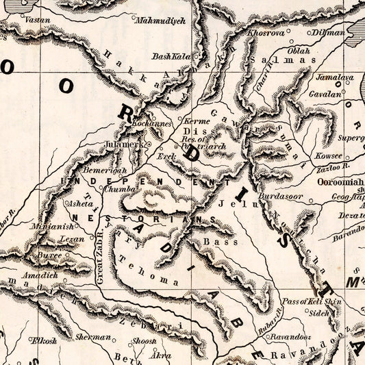 Vintage Map of the Country of the Nestorians, 1848