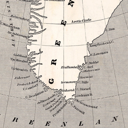 Vintage Map of Greenland, 1848