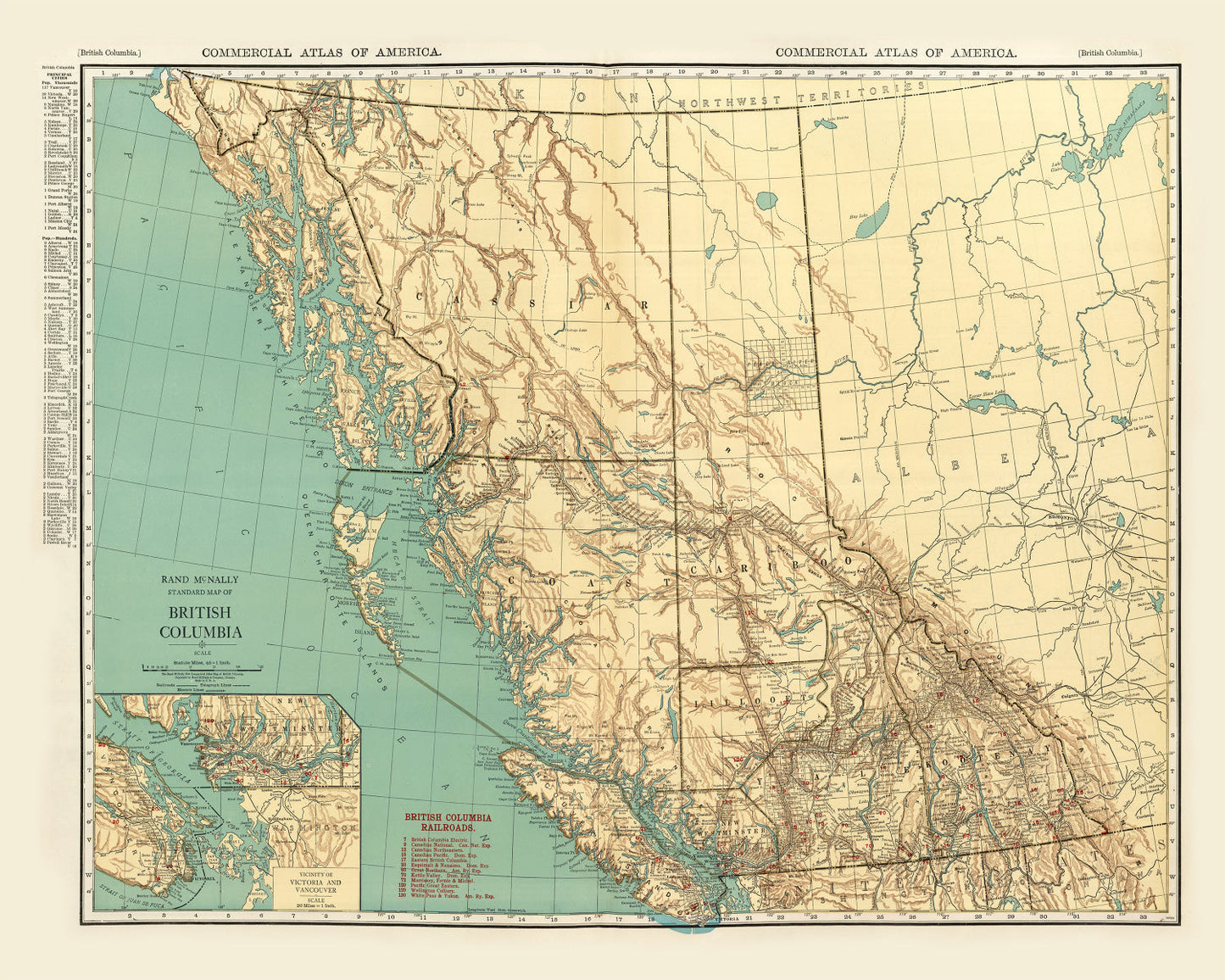Vintage Map of British Columbia, Canada, 1924