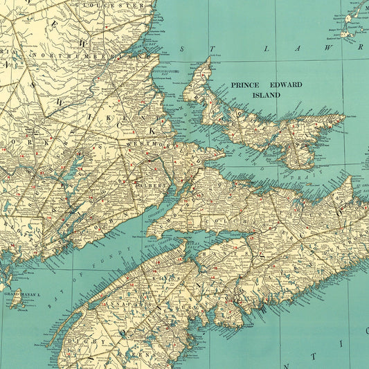 Vintage Map of Nova Scotia, Canada, 1924