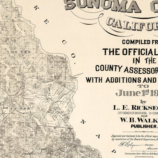 Vintage Map of Sonoma County, California, 1900