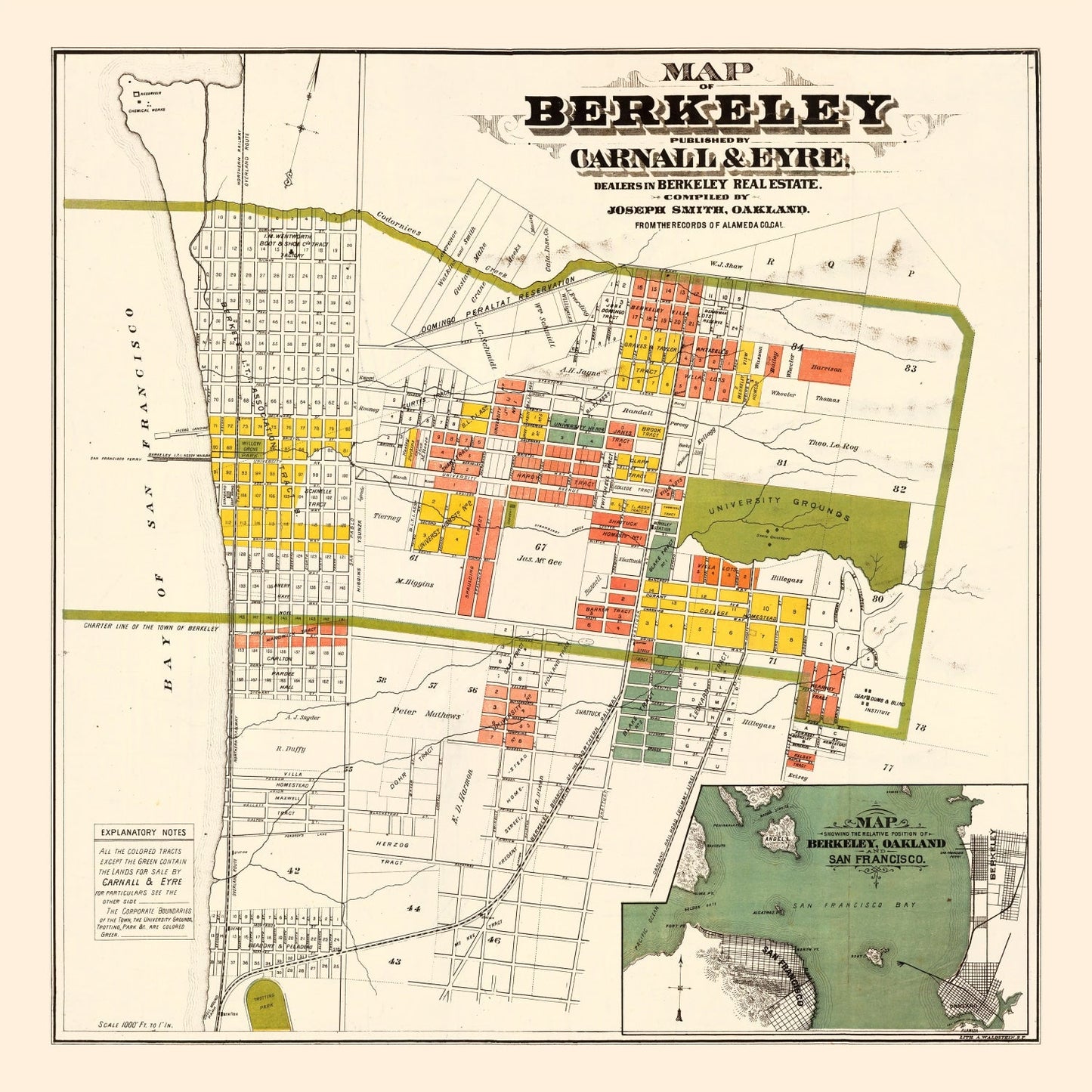 Vintage Map of Berkeley, California, 1880