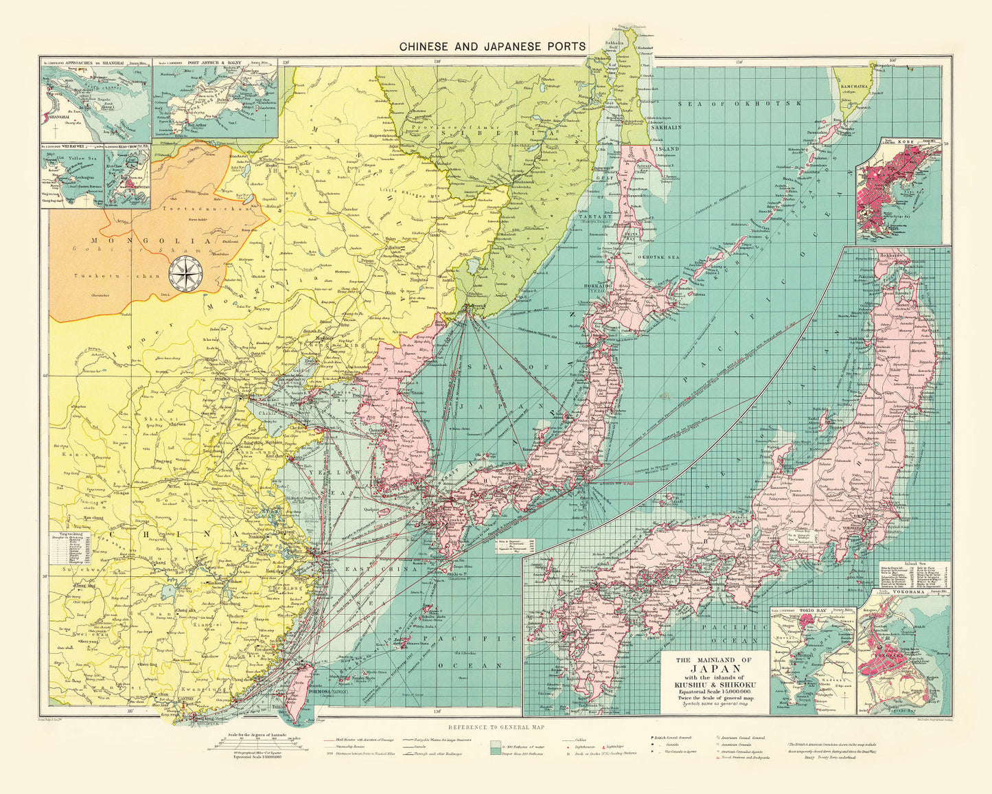 Vintage Map of Chinese and Japanese Ports, 1922