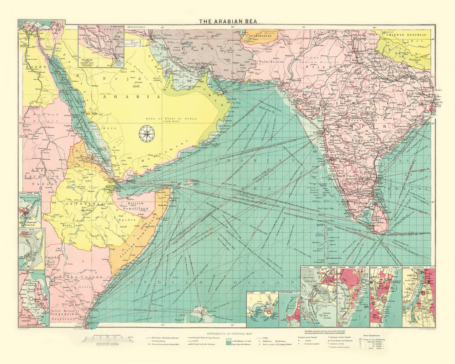 Vintage Map of the Arabian Sea, 1922