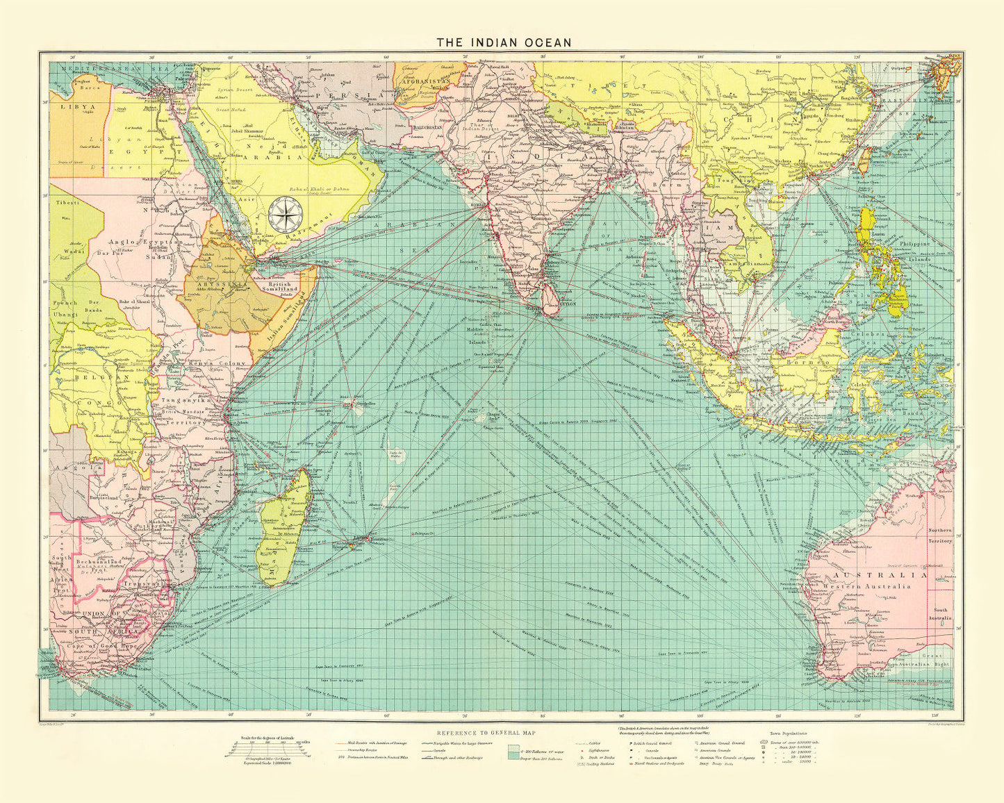 Vintage Map of the Indian Ocean, 1922