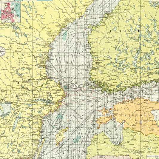 Vintage Map of the Baltic Sea, 1922