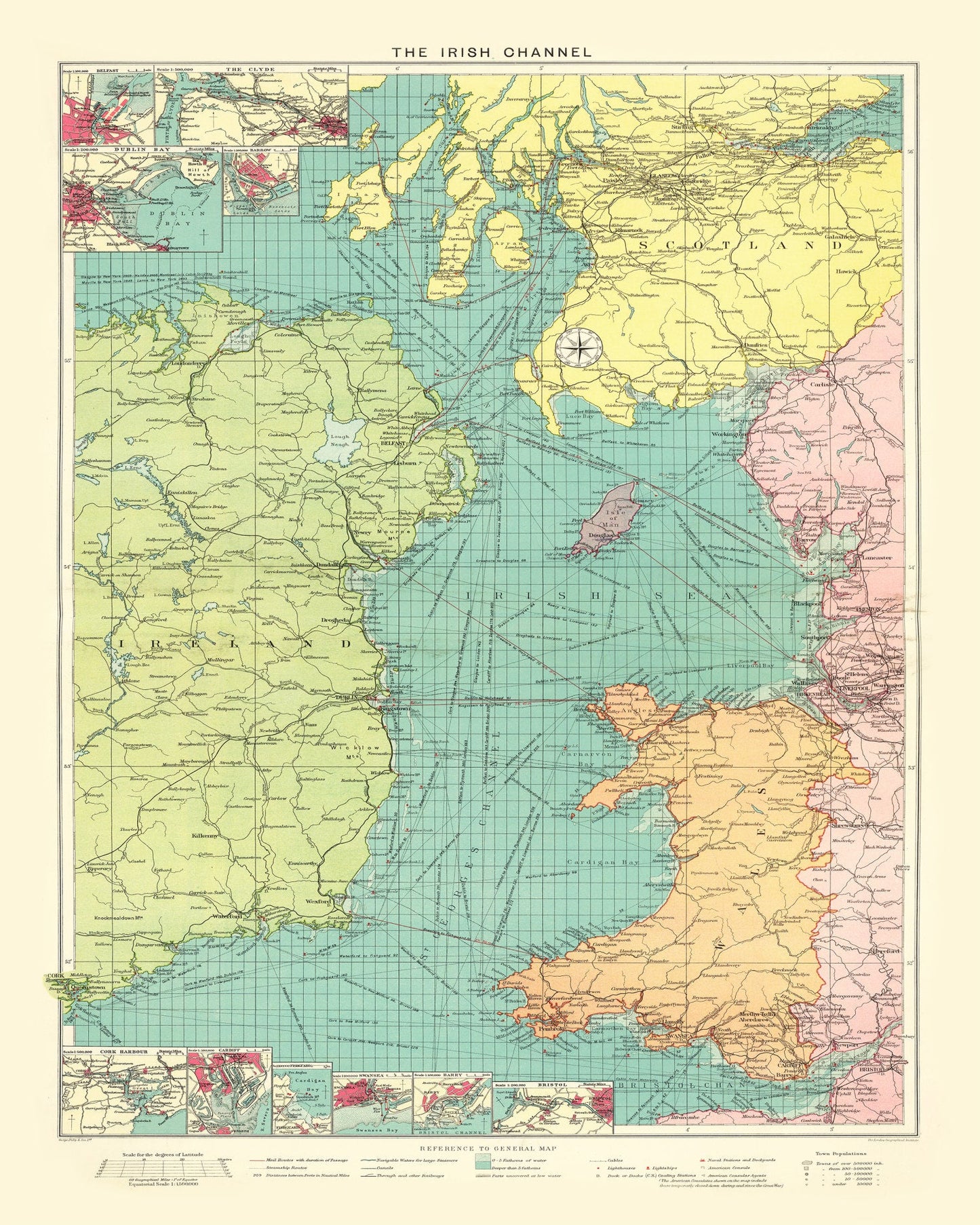 Vintage Map of Irish Channel, 1922
