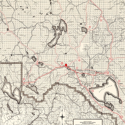 Vintage Map of Lassen County, California, 1935