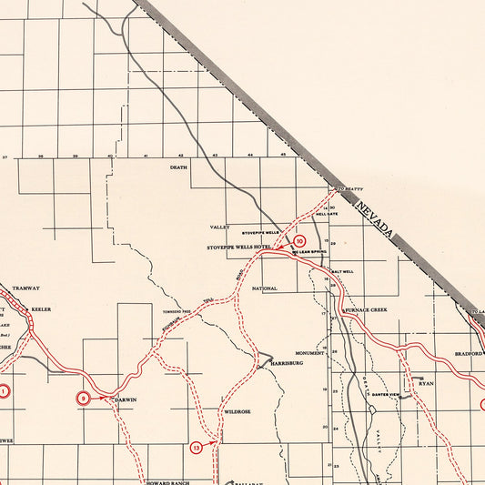 Vintage Map of Inyo County, California, 1935
