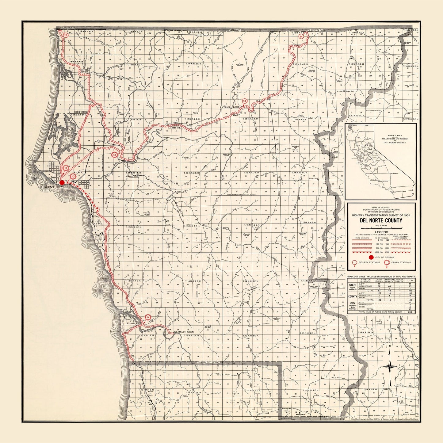 Vintage Map of Del Norte County, California, 1935