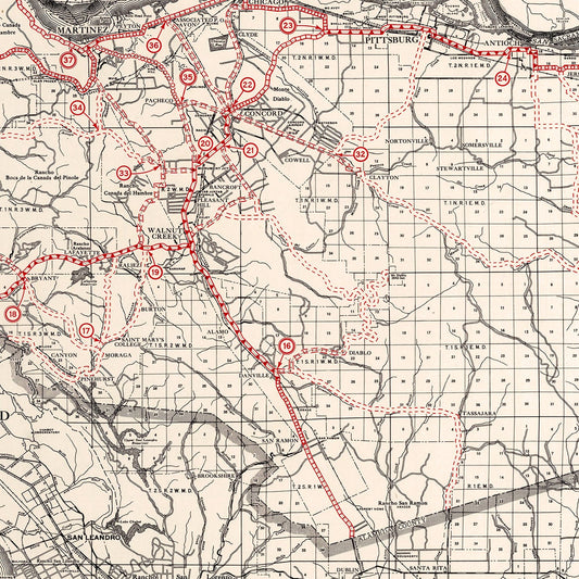 Vintage Map of Contra Costa County, California, 1935
