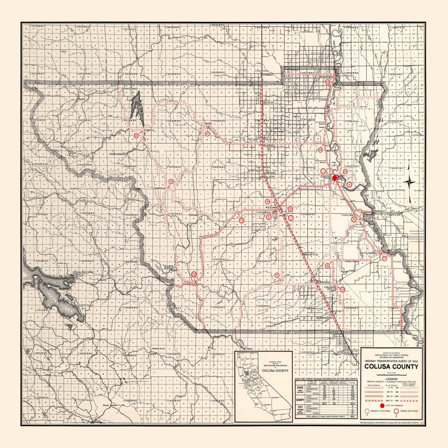 Vintage Map of Colusa County, California, 1935