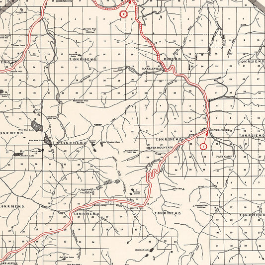 Vintage Map of Alpine County, California, 1935