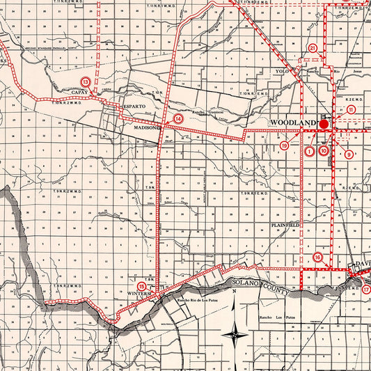 Vintage Map of Yolo County, California, 1935