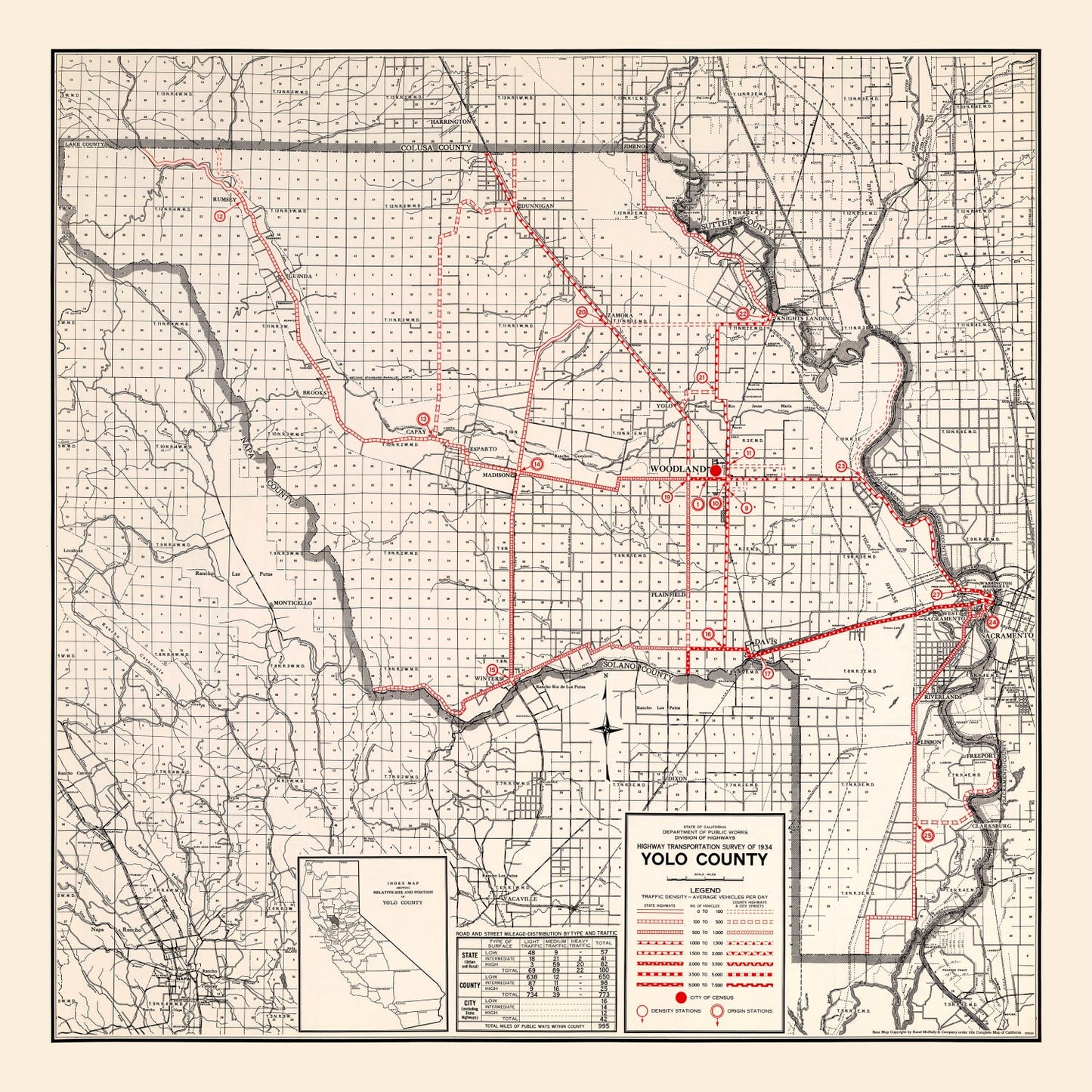 Vintage Map of Yolo County, California, 1935