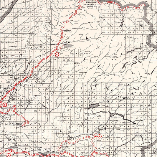 Vintage Map of Tuolumne County, California, 1935