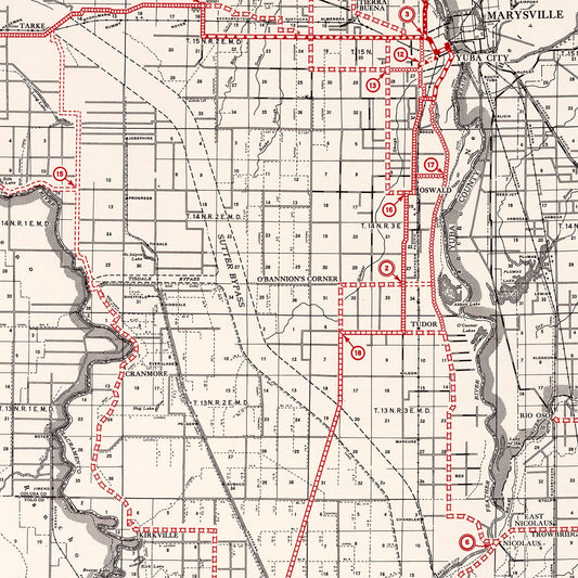 Vintage Map of Sutter County, California, 1935