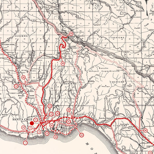 Vintage Map of Santa Cruz County, California, 1935