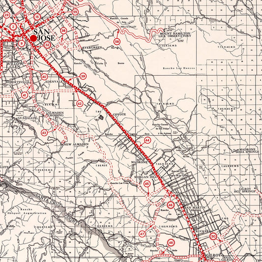 Vintage Map of Santa Clara County, California, 1935