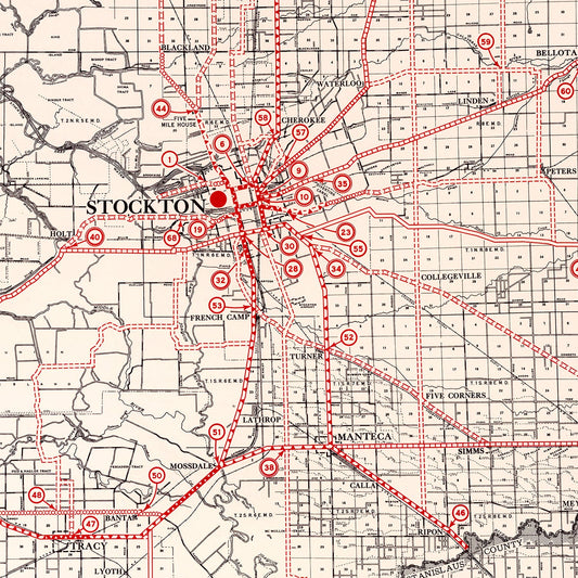 Vintage Map of San Joaquin County, California, 1935