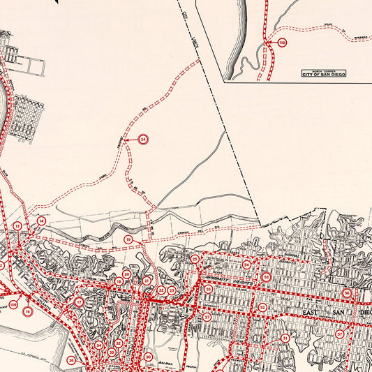 Vintage Map of San Diego, California, 1935