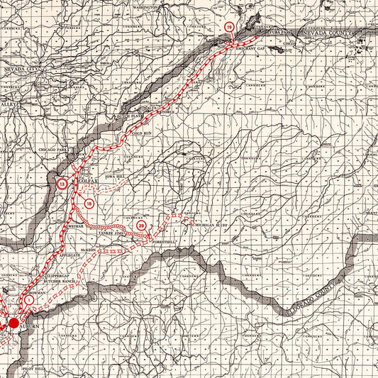 Vintage Map of Placer County, California, 1935