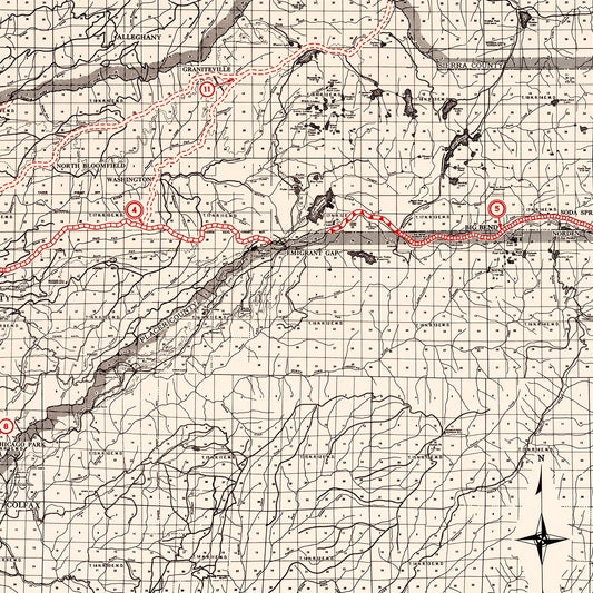 Vintage Map of Nevada County, California, 1935